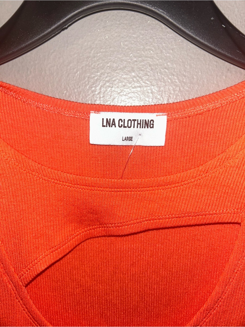 LNA Clothing Shirt - Orange ribbed tank w/cut out - Picture 3 of 8